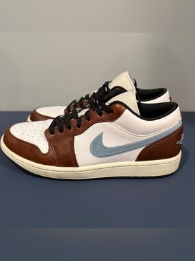 Nike Air Jordan 1 Low SE White Brown Gray FQ7832-142 Mens Size 9 Sneakers